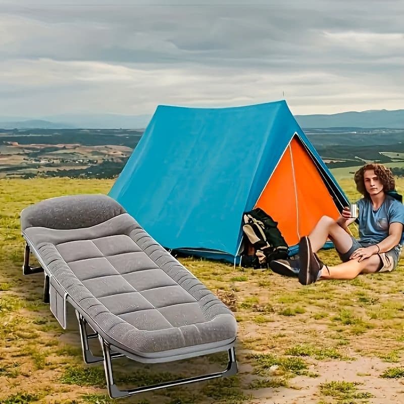 折りたたみポータブルベッド スチールサポート アウトドア向け