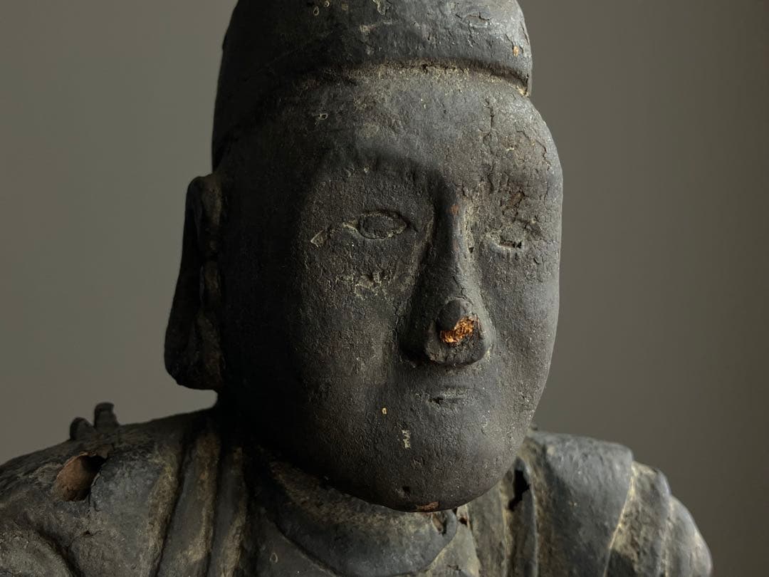 【いい顔、です、、黎明期の恵比寿像】室町骨董七福神アンティーク仏像美術彫刻民藝