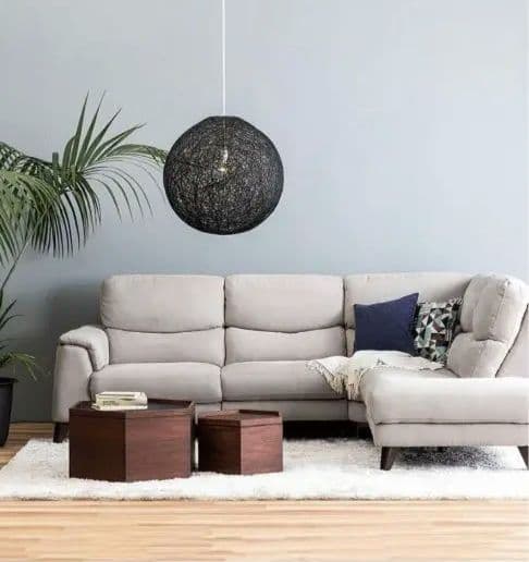 グレー リクライニング L字型ソファ