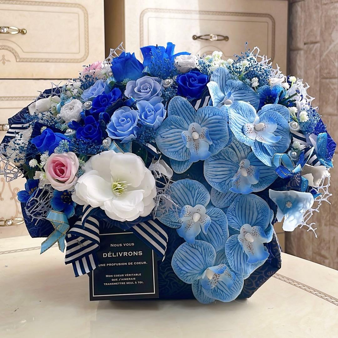 ✨特大✨ 大人気✨ミックスバラプリザ＆胡蝶蘭、アーティフィシャルフラワーアレンジ