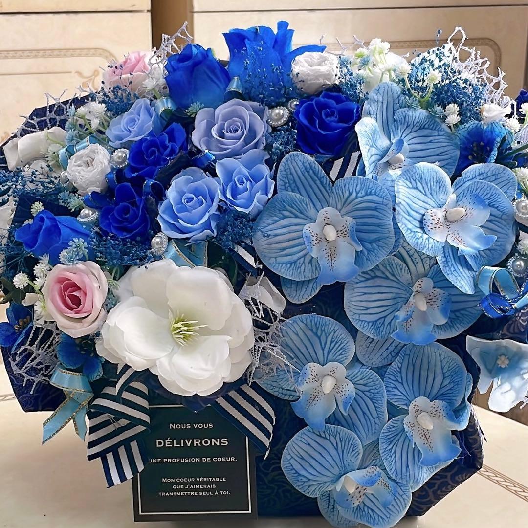 ✨特大✨ 大人気✨ミックスバラプリザ＆胡蝶蘭、アーティフィシャルフラワーアレンジ