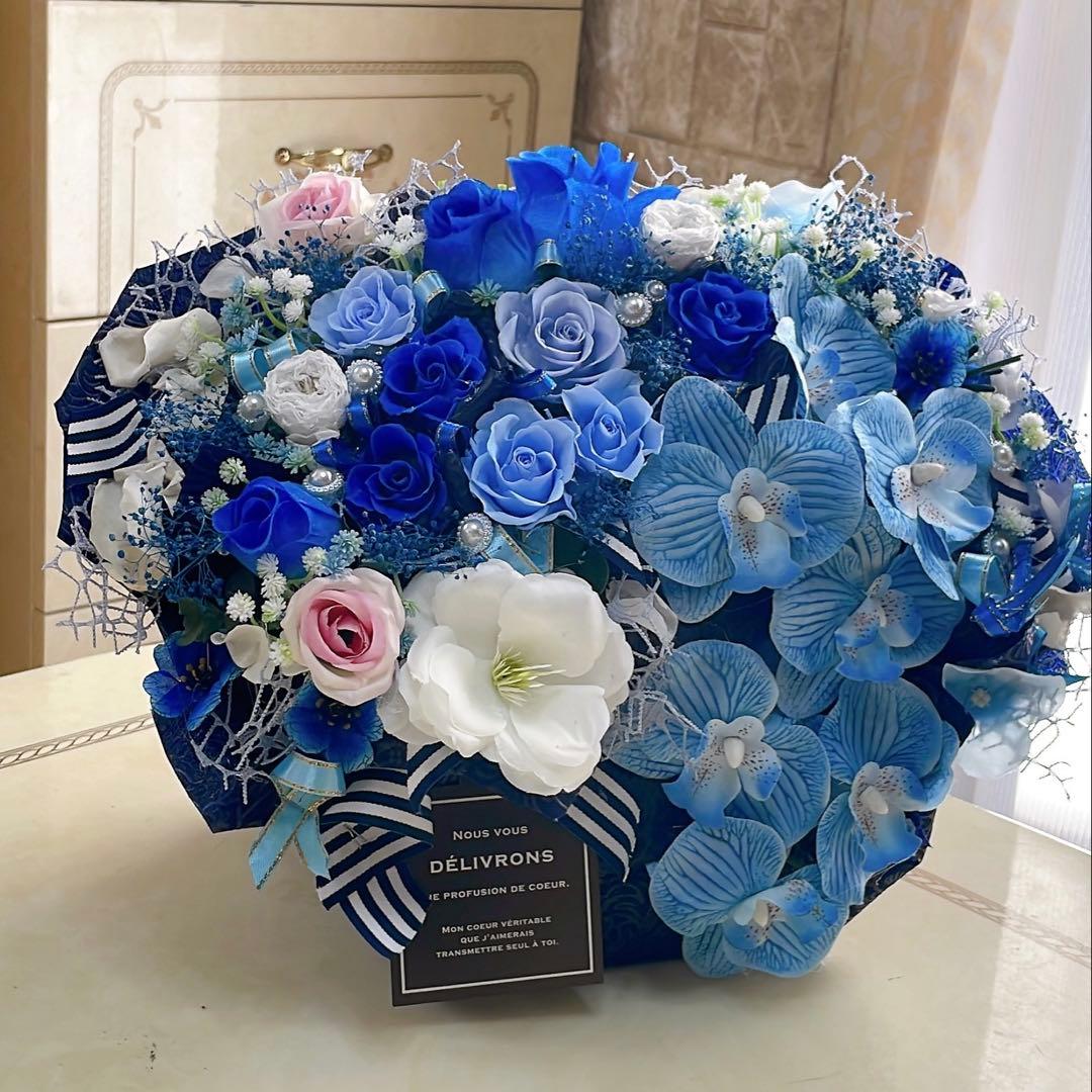 ✨特大✨ 大人気✨ミックスバラプリザ＆胡蝶蘭、アーティフィシャルフラワーアレンジ