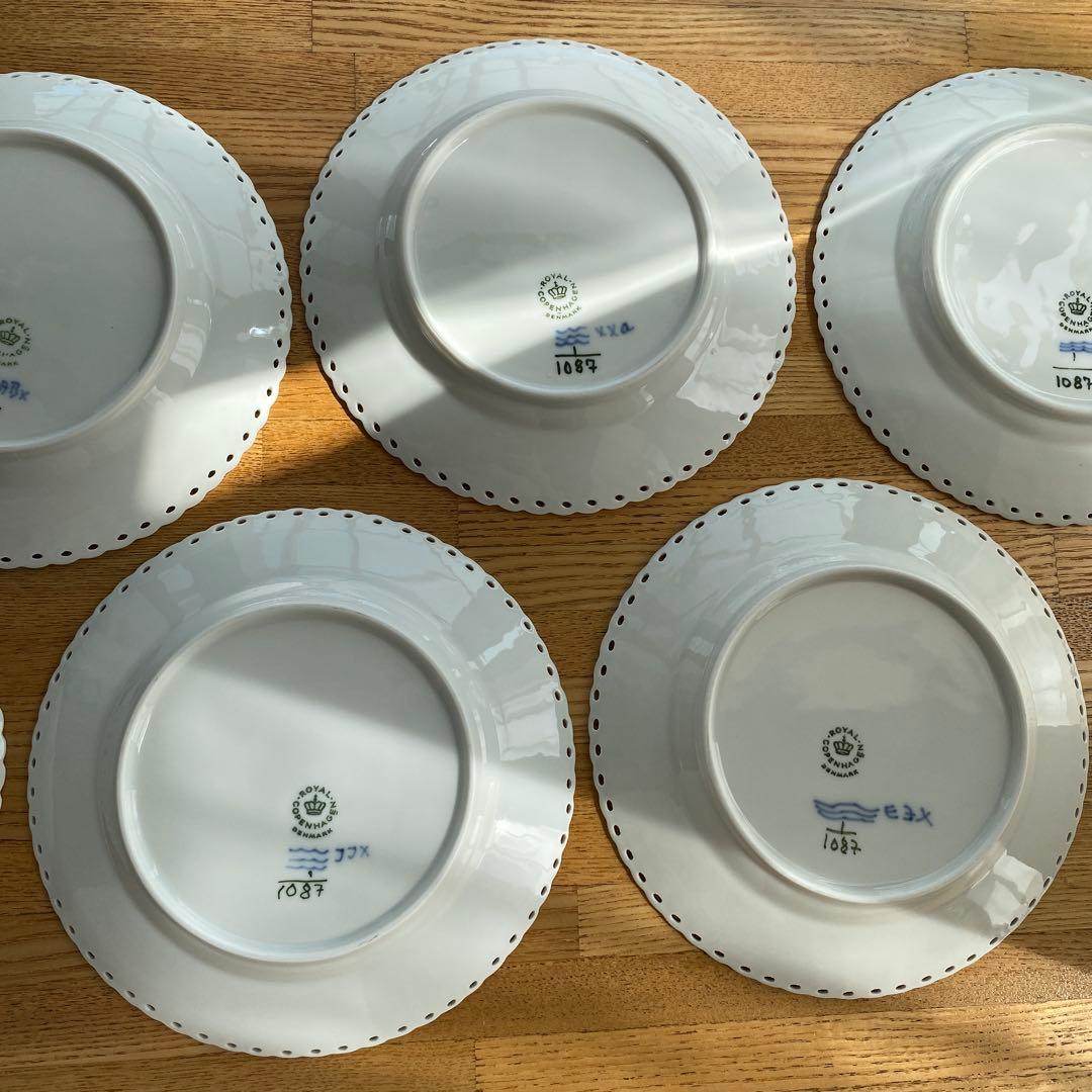 Saleロイヤルコペンハーゲンブルーフルーテッドフルレース17cm6枚