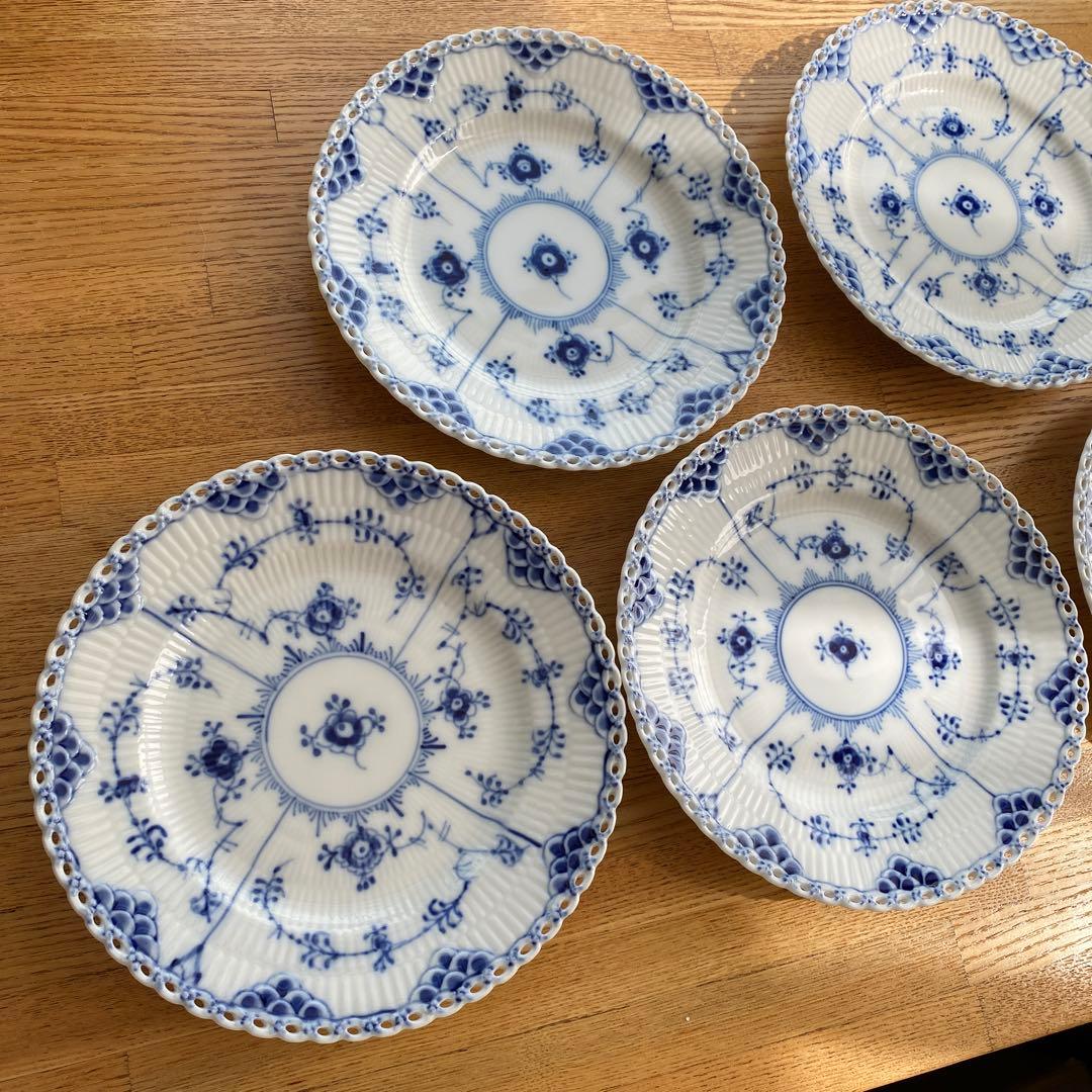 Saleロイヤルコペンハーゲンブルーフルーテッドフルレース17cm6枚