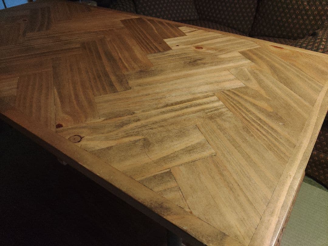 希少　ヘリンボーン　アイアン　エトウ　大川　ローテーブル　机　インダストリアル