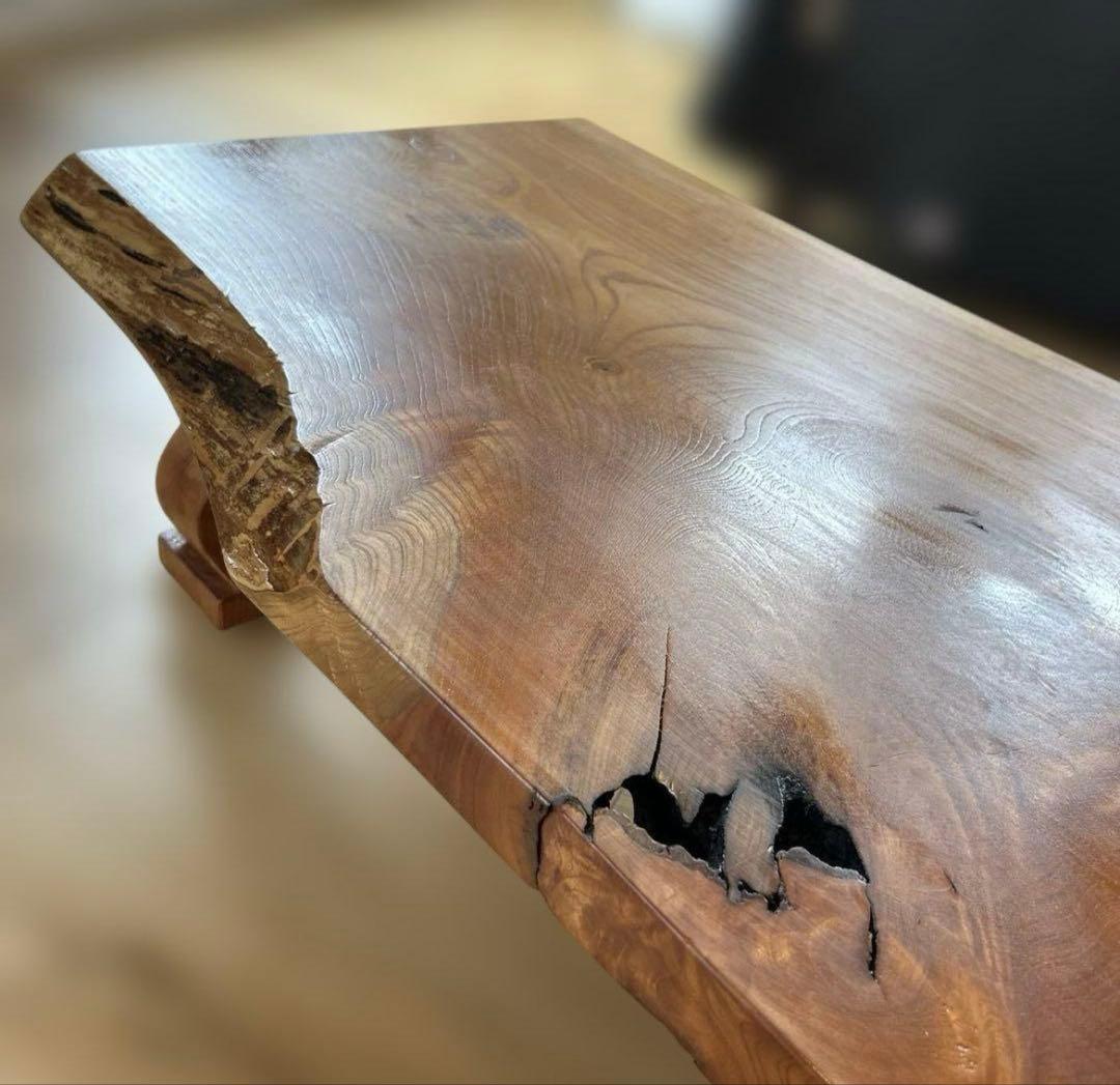 【しお様限定】一枚板けやき総欅造 ローテーブル座敷机昭和後期106✖︎63