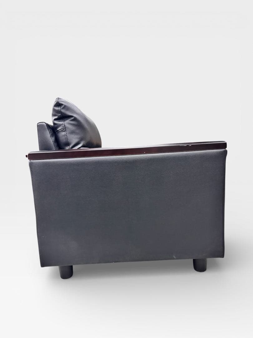 ニトリ 合皮1人掛けソファ ブラック｜LEGNO レグノ｜アームウッド仕様