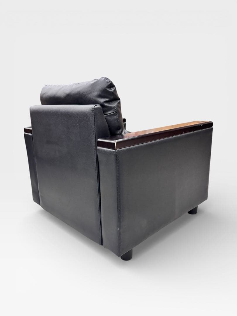 ニトリ 合皮1人掛けソファ ブラック｜LEGNO レグノ｜アームウッド仕様