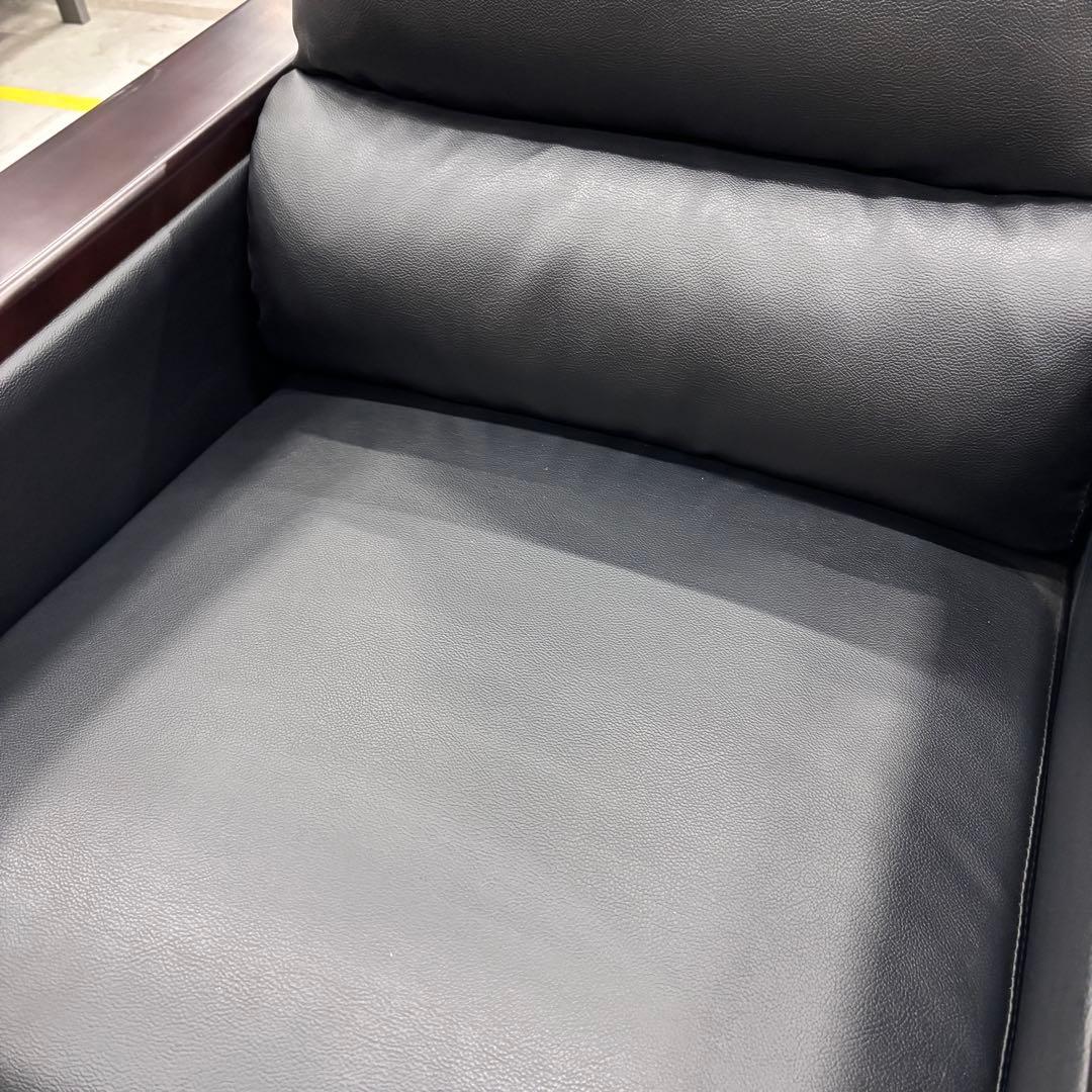 ニトリ 合皮1人掛けソファ ブラック｜LEGNO レグノ｜アームウッド仕様