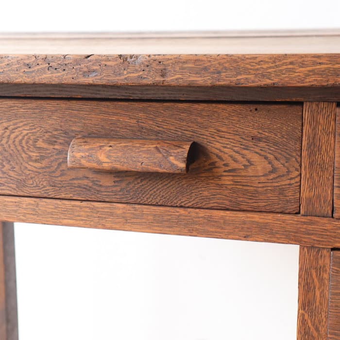 アンティーク ナラ材 片袖机 レトロ 無垢材 デスク 古家具