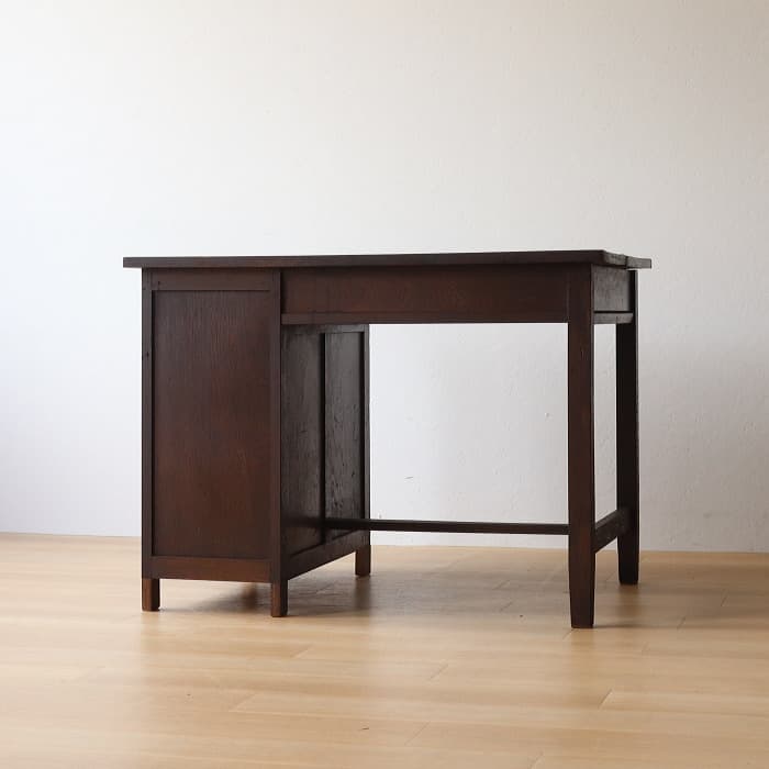 アンティーク ナラ材 片袖机 レトロ 無垢材 デスク 古家具