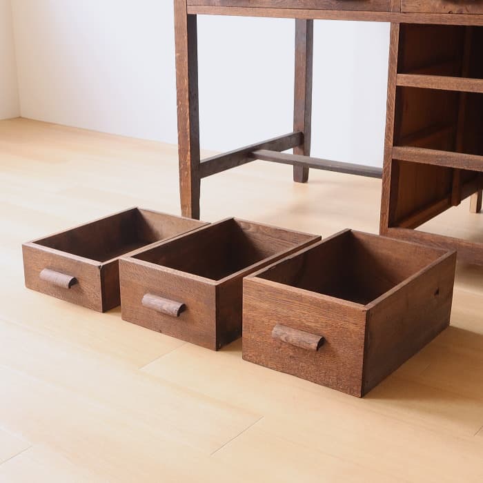 アンティーク ナラ材 片袖机 レトロ 無垢材 デスク 古家具