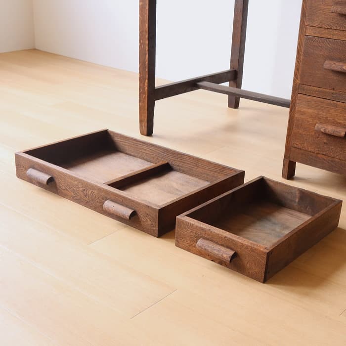 アンティーク ナラ材 片袖机 レトロ 無垢材 デスク 古家具