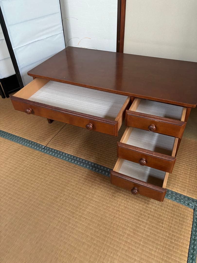 文机 座机 デスク 勉強机 書斎 書斎机 アンティーク 昭和レトロ 桜　民芸調