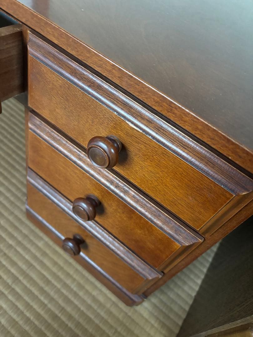 文机 座机 デスク 勉強机 書斎 書斎机 アンティーク 昭和レトロ 桜　民芸調