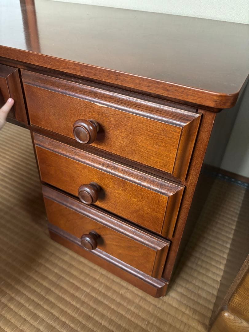 文机 座机 デスク 勉強机 書斎 書斎机 アンティーク 昭和レトロ 桜　民芸調