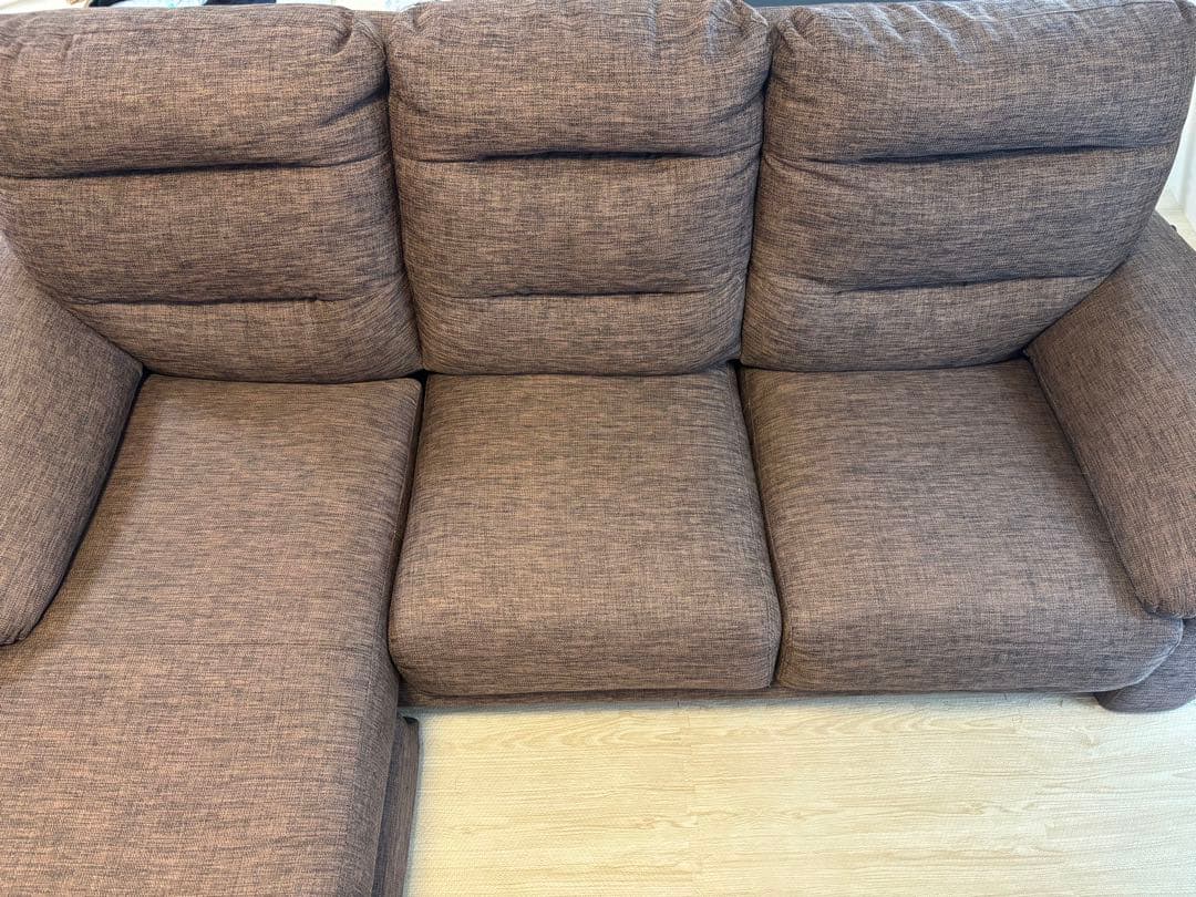 ブラウン 3人掛けカウチソファ