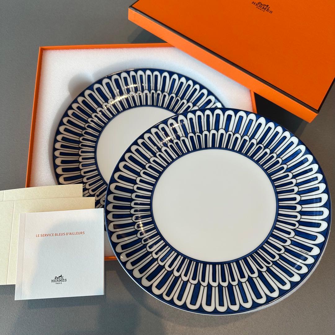 【新品未使用】エルメス　食器　お皿　デザートプレート ブルー ダイユール　2枚