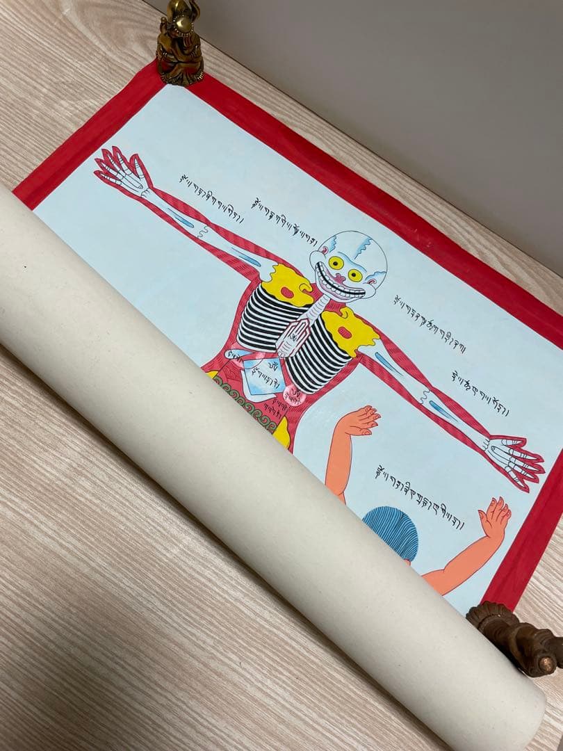 《 チベット密教　1点物 》 手描き　曼荼羅　メディシンタンカ　医療　仏教　密教