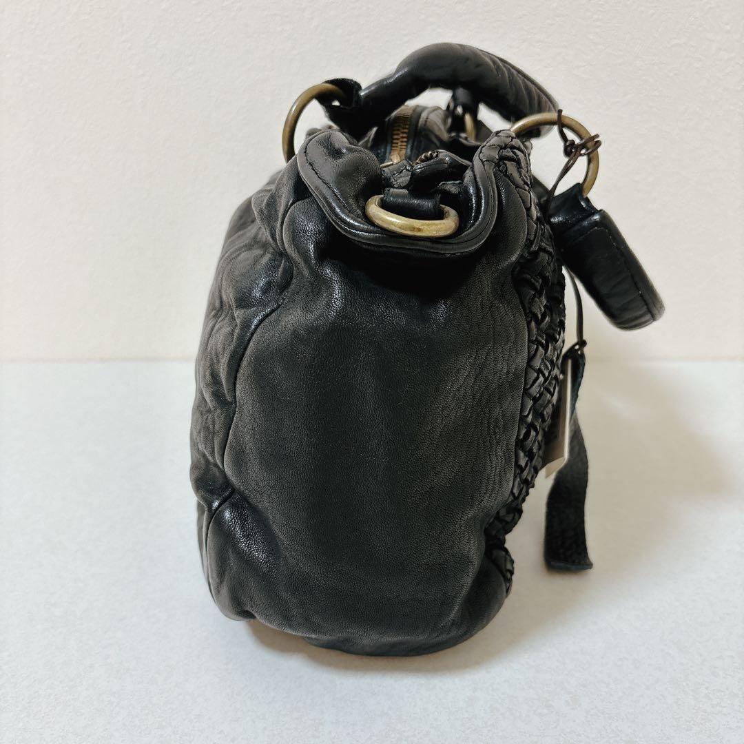 SALE❣️ バック 黒　ブルーノロッシ イタリア製 メッシュ　ボストンバッグ