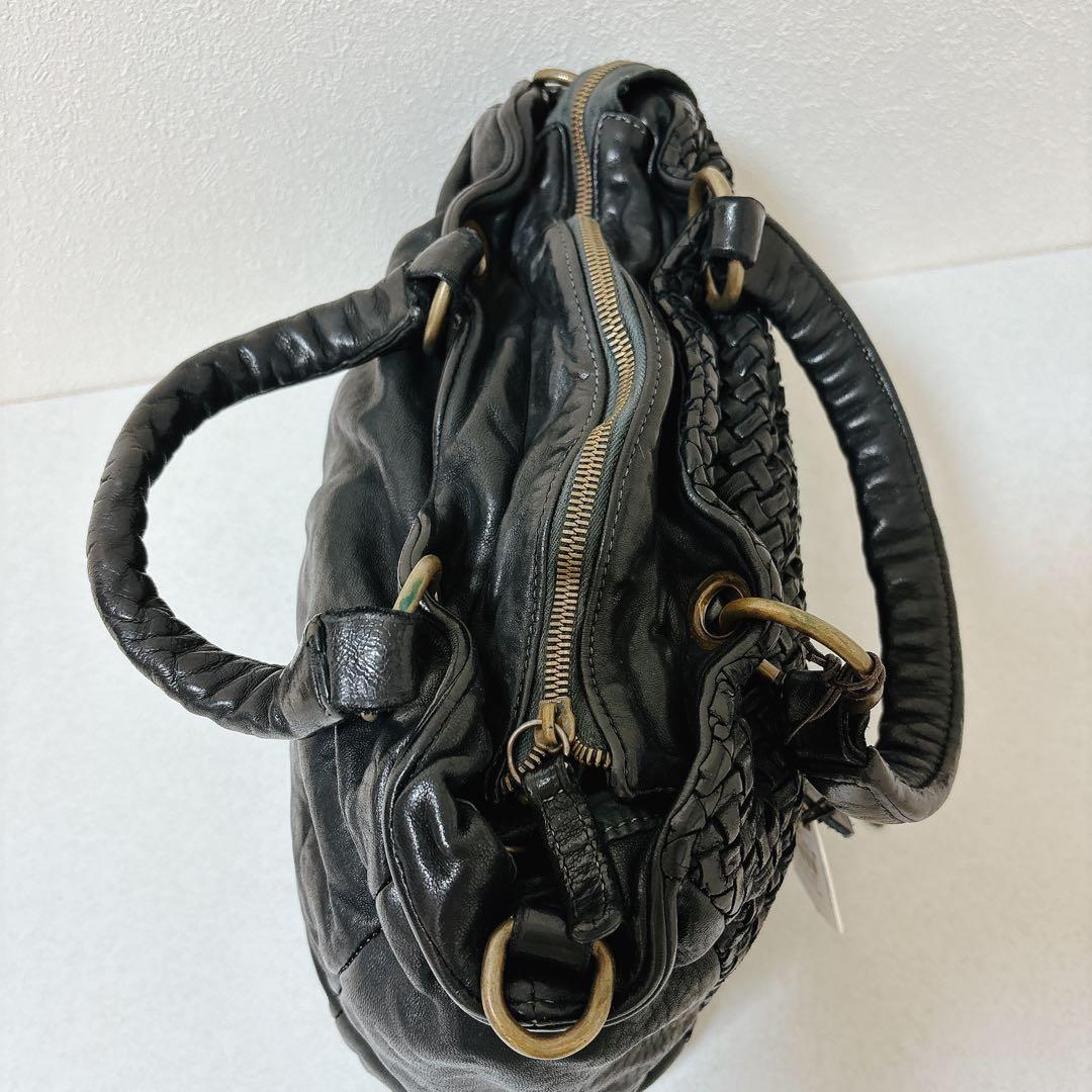 SALE❣️ バック 黒　ブルーノロッシ イタリア製 メッシュ　ボストンバッグ