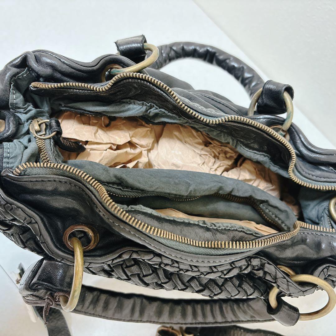 SALE❣️ バック 黒　ブルーノロッシ イタリア製 メッシュ　ボストンバッグ