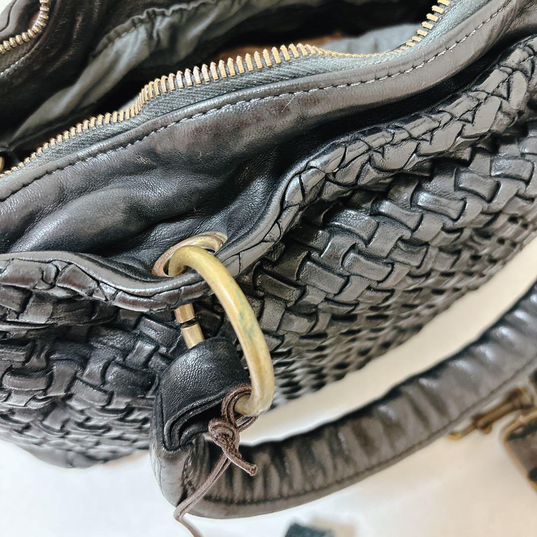 SALE❣️ バック 黒　ブルーノロッシ イタリア製 メッシュ　ボストンバッグ