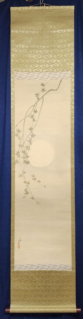 月夜/朧夜図】前川文嶺 2640 息子：孝嶺鑑定識箱 掛け軸 肉筆 - メルカリ