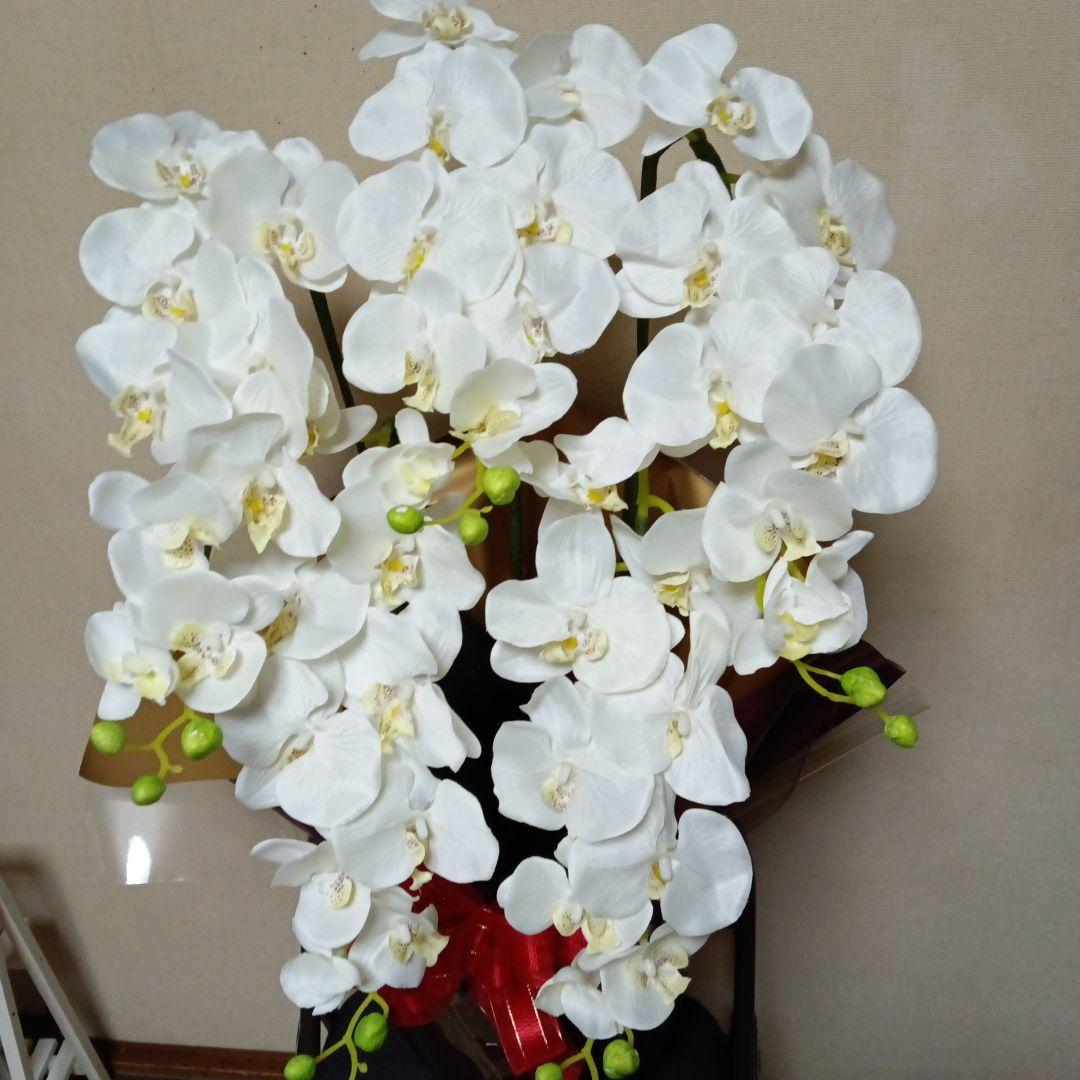 造花　胡蝶蘭白　５本立ち　お祝い花　お供え花