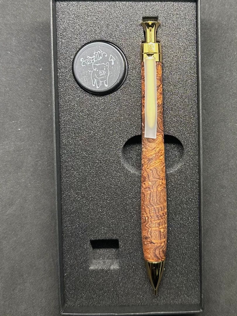 こぶた工房 シャープペンシル ローズウッド瘤 極上杢 ゴールド金具 0.5