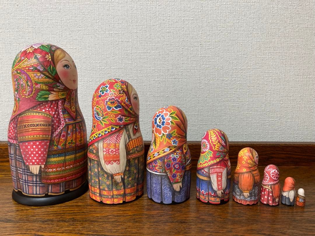 ロシア伝統衣装マトリョーシカ(8P)『赤のチンツ』コンクール受賞作品
