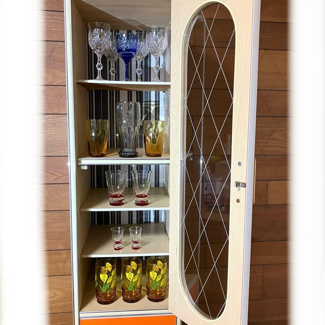 q*q様 昭和レトロ　オレンジ　レトロポップ　食器棚　飾り棚　　アンティーク　棚