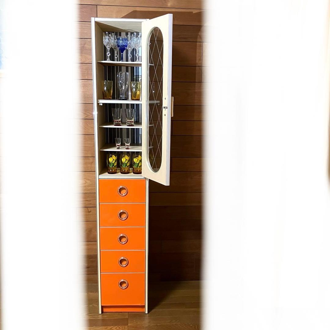 q*q様 昭和レトロ　オレンジ　レトロポップ　食器棚　飾り棚　　アンティーク　棚