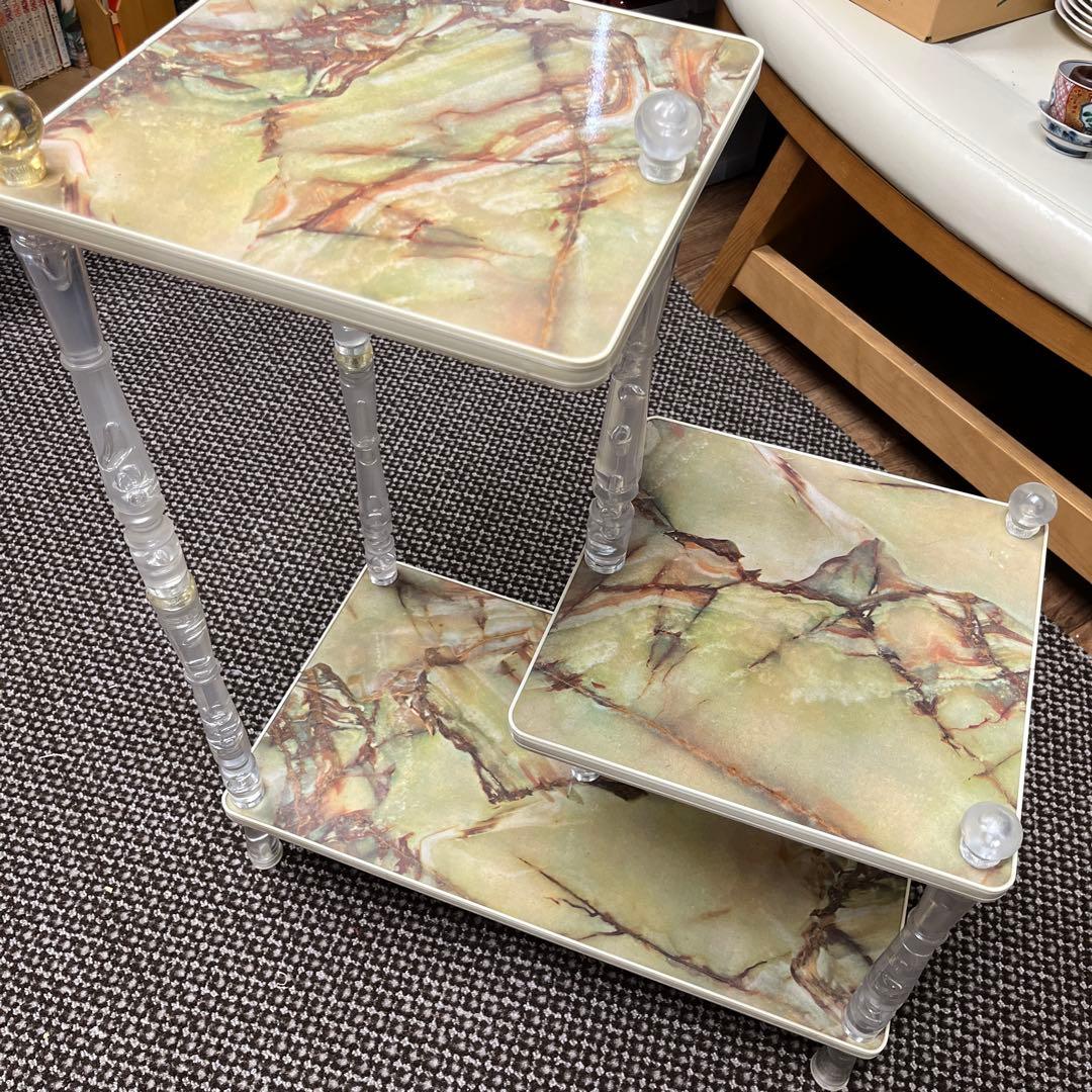 昭和レトロ　大理石柄　ヴィンテージラック　3段棚 多用途に♪