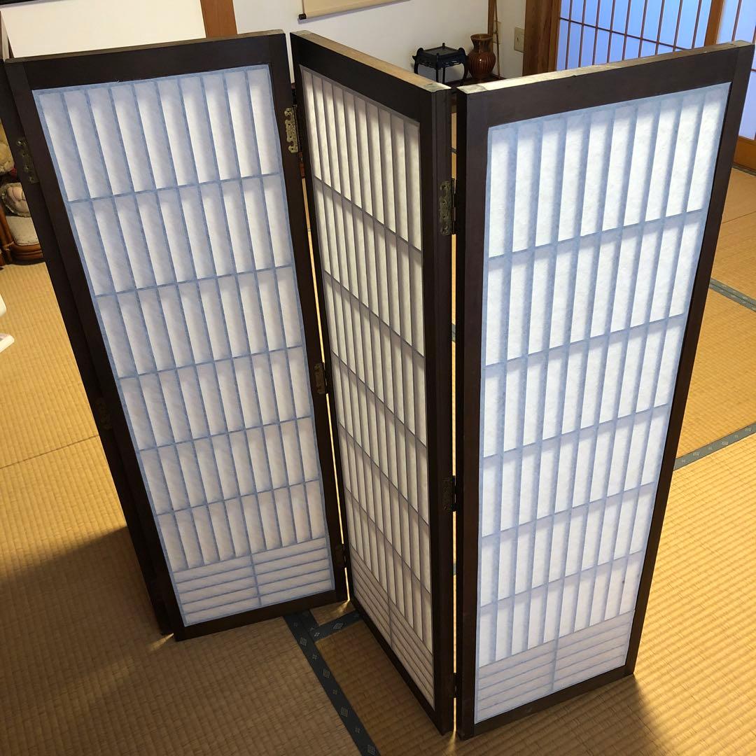 衝立　和風木製パーテーション 4連式