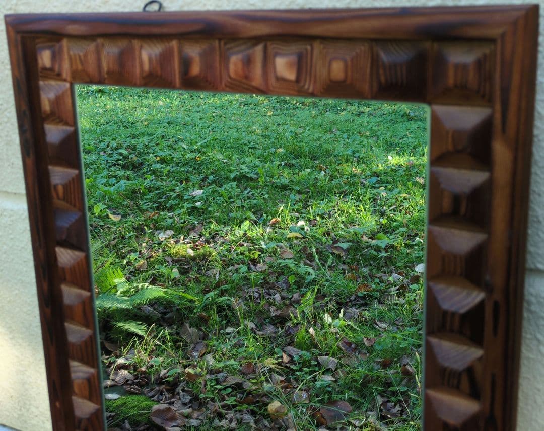 木製　壁掛け鏡　ビンテージ