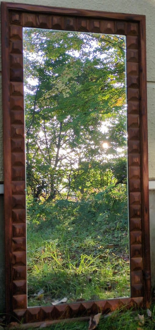 木製　壁掛け鏡　ビンテージ