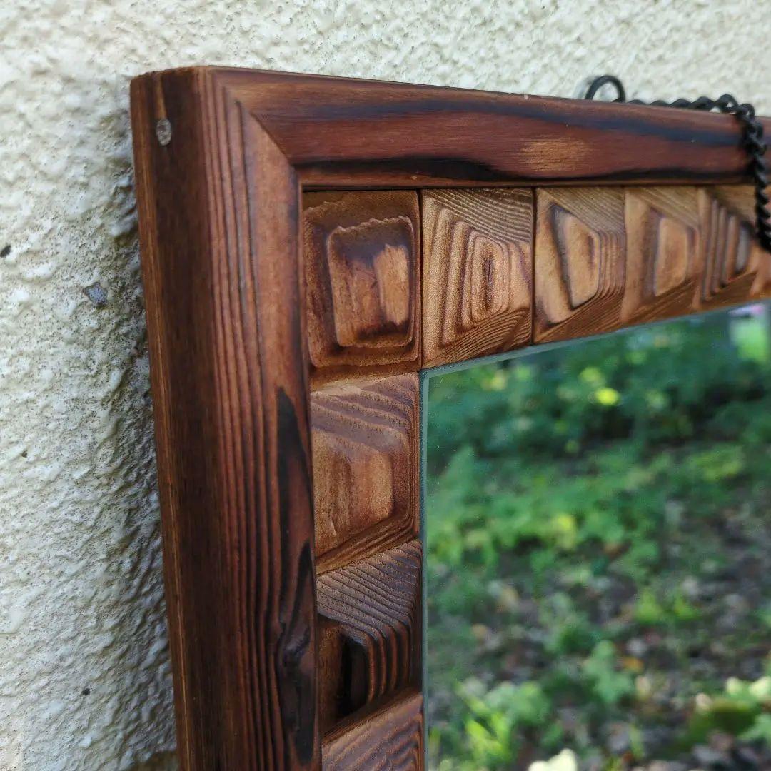 木製　壁掛け鏡　ビンテージ