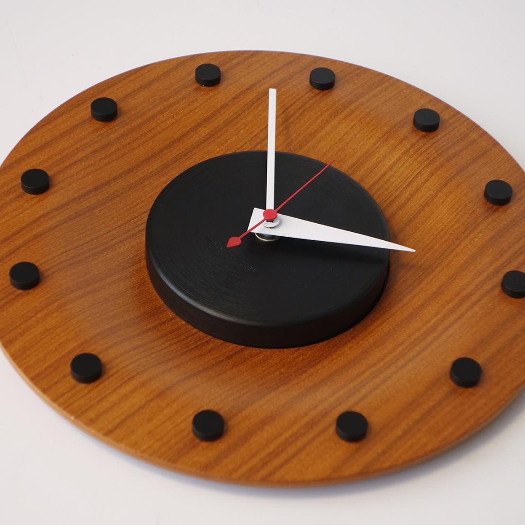 1点物 チーク材 プライウッド ミッドセンチュリーモダン かけ時計 改