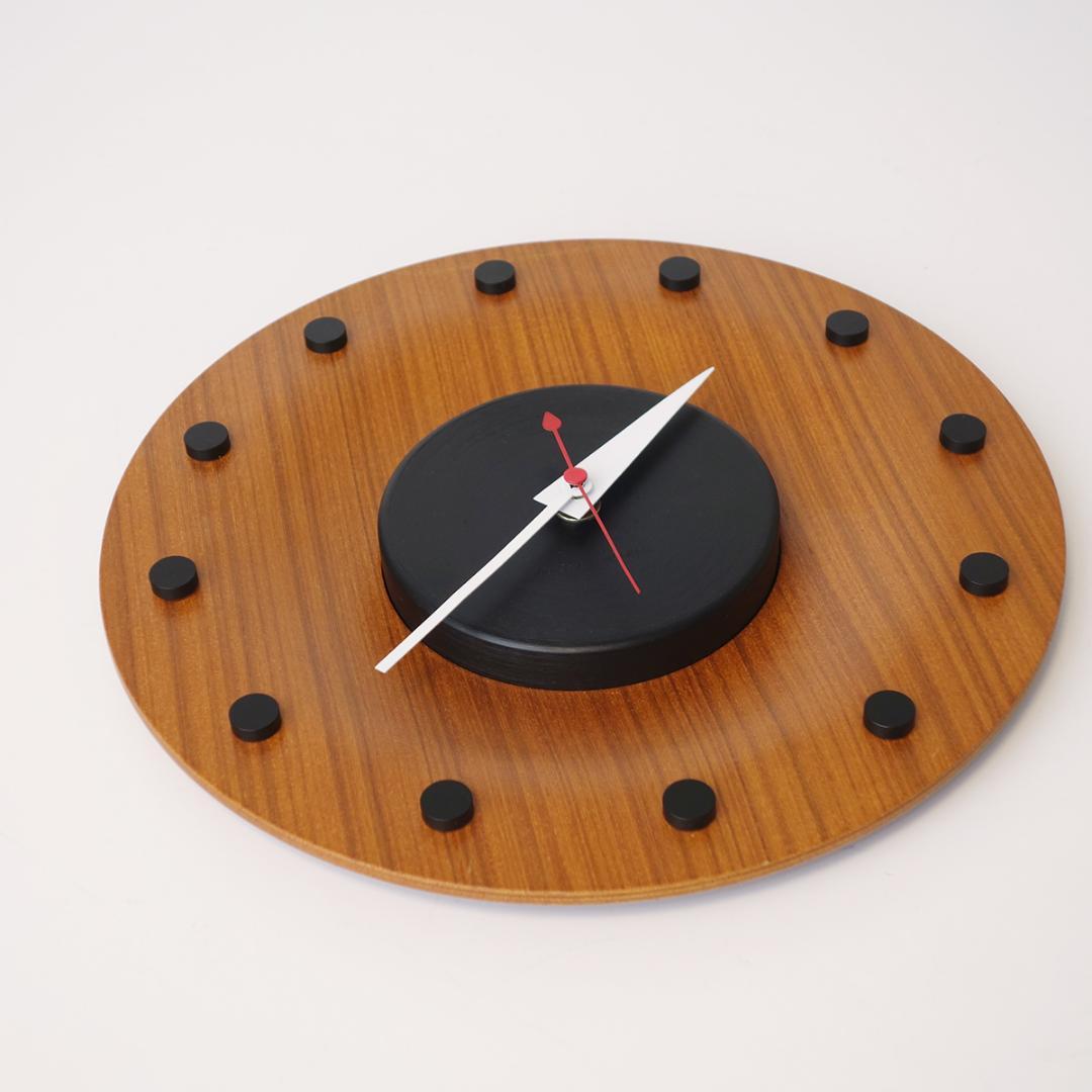 1点物 チーク材 プライウッド ミッドセンチュリーモダン かけ時計 改