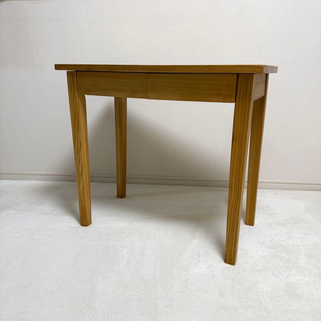 無印良品　無垢　タモ材　木製　パーソナルデスク　引き出し付き　机