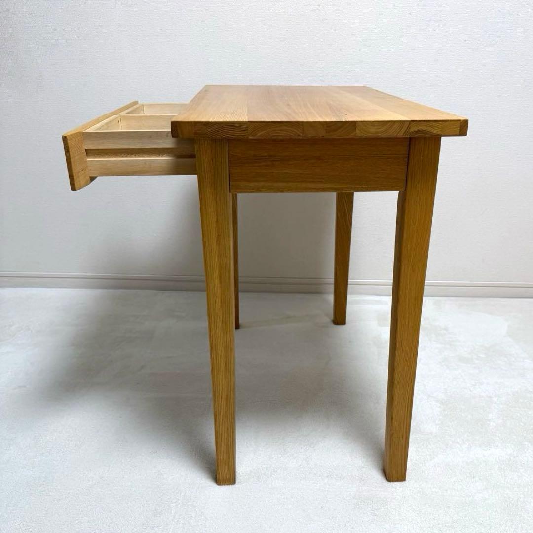 無印良品　無垢　タモ材　木製　パーソナルデスク　引き出し付き　机