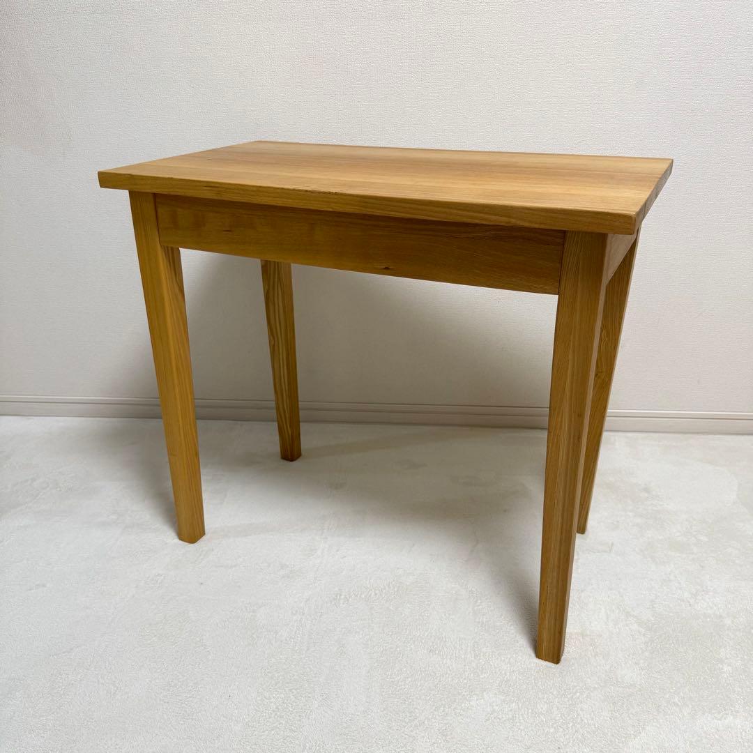 無印良品　無垢　タモ材　木製　パーソナルデスク　引き出し付き　机