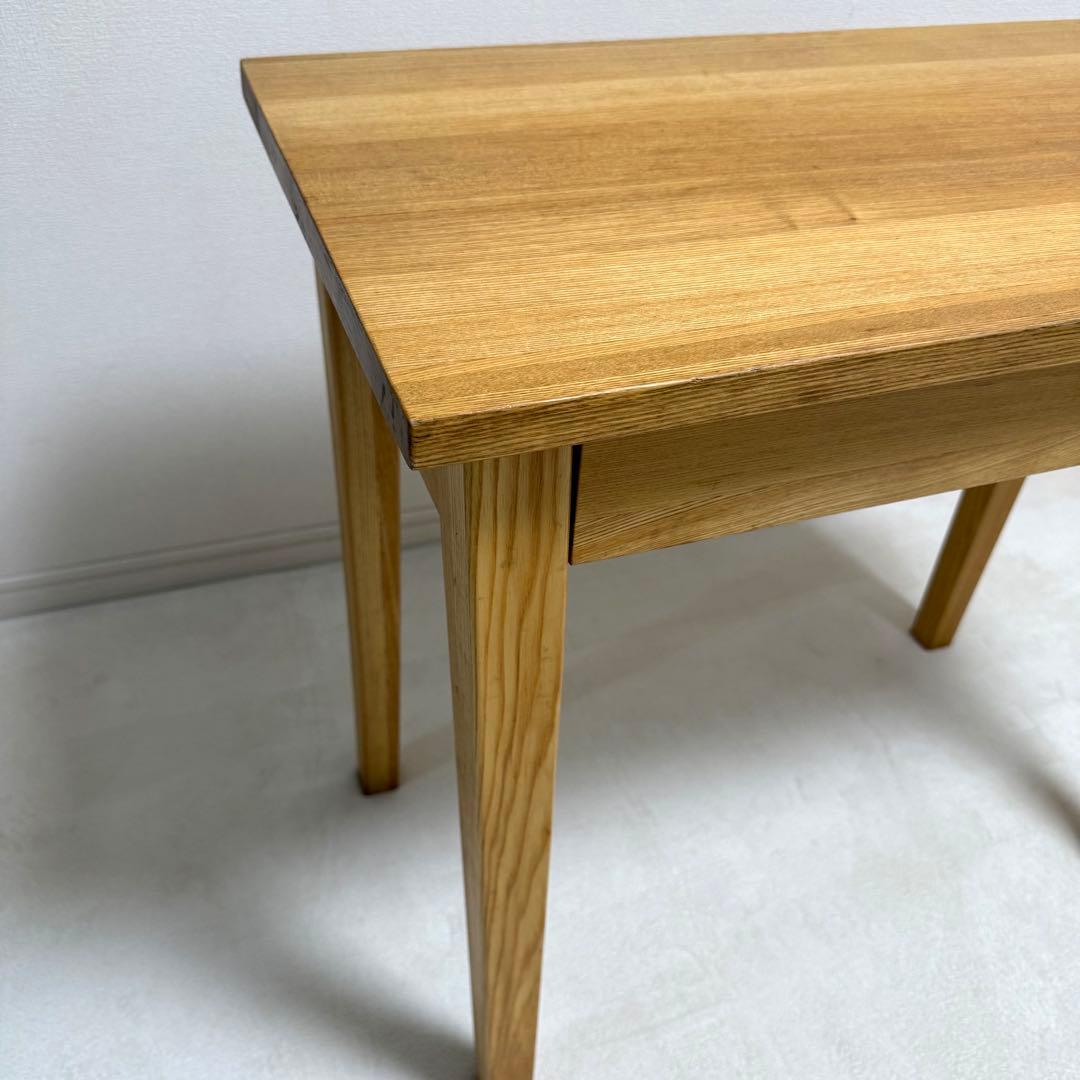無印良品　無垢　タモ材　木製　パーソナルデスク　引き出し付き　机