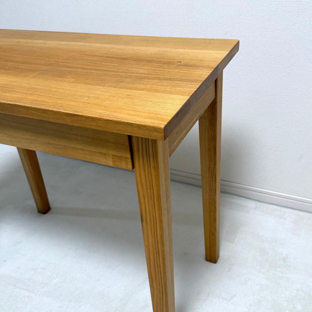 無印良品　無垢　タモ材　木製　パーソナルデスク　引き出し付き　机