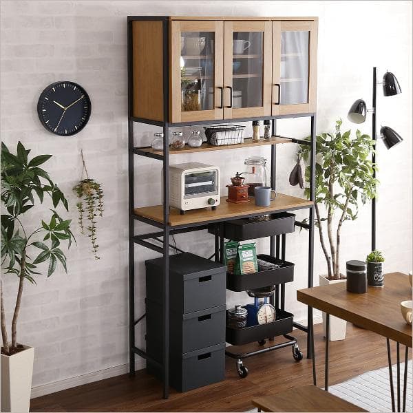 ヴィンテージごみ箱上ラック ワイドタイプ シャビーオーク [7236]