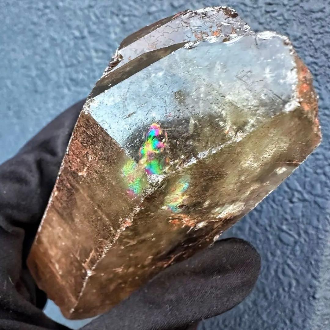 高透明度❗️浄化❗️レインボー☆魔除スモーキーシトリン水晶クラスター天然石A1494