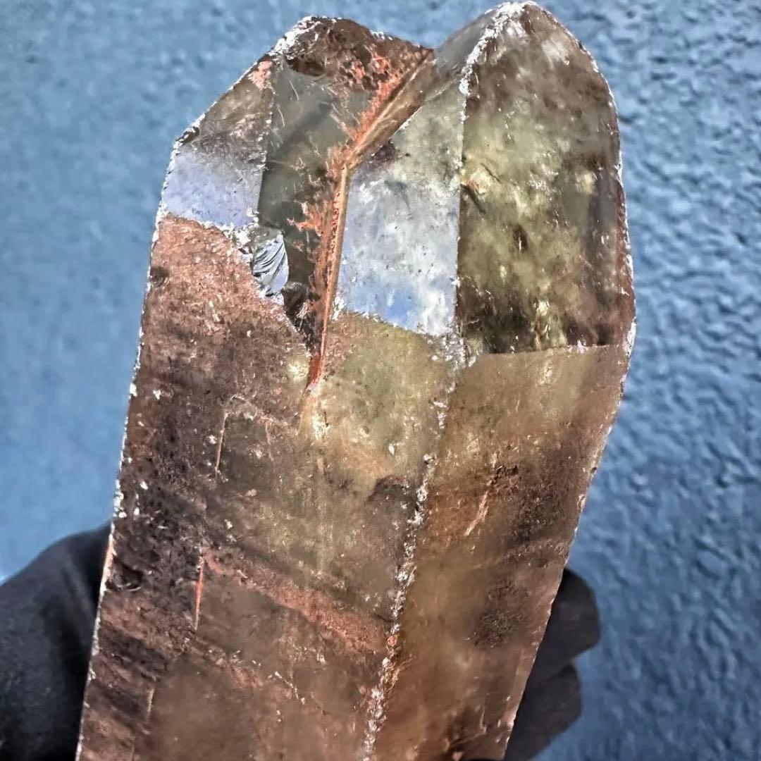 高透明度❗️浄化❗️レインボー☆魔除スモーキーシトリン水晶クラスター天然石A1494