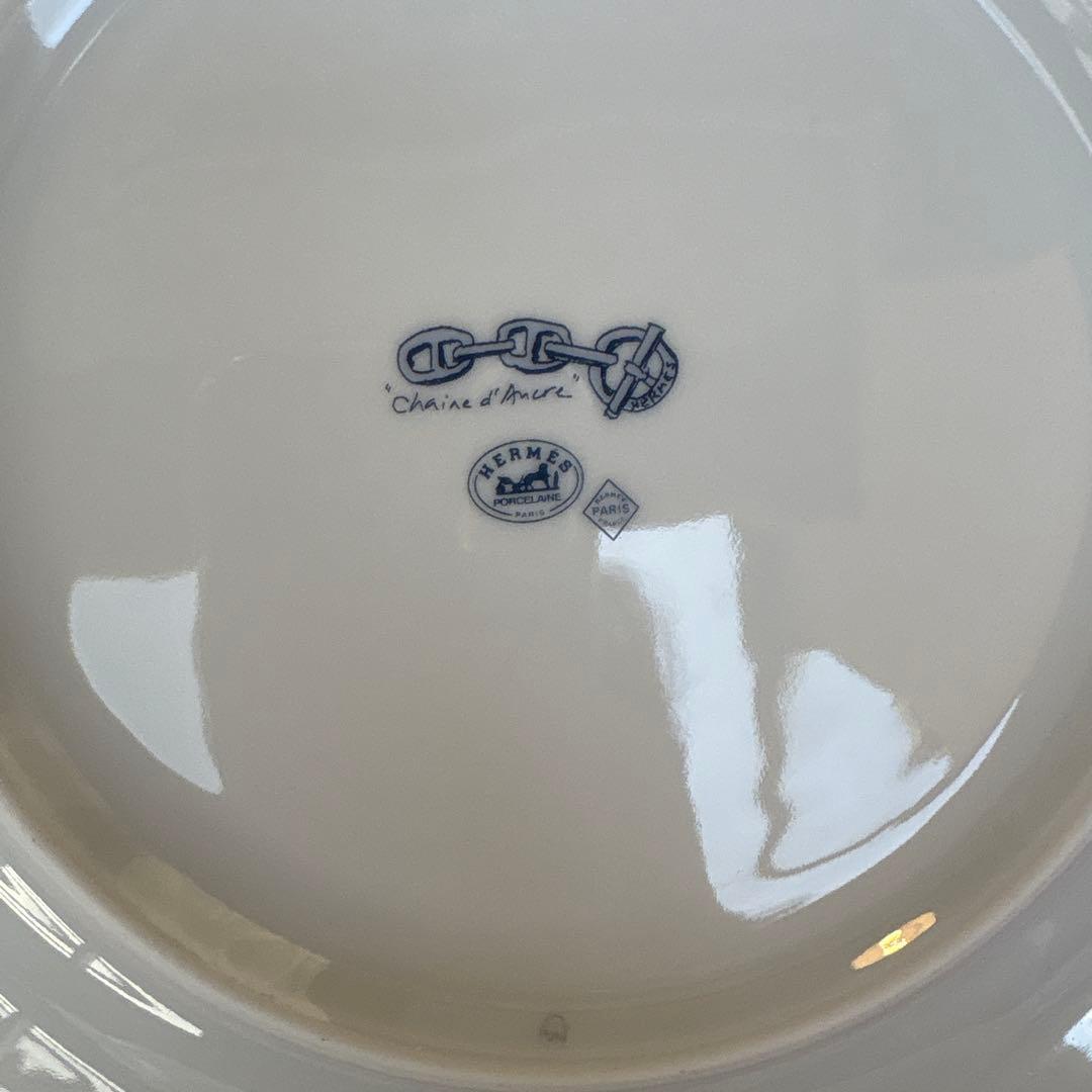 【未使用品　22cm】エルメス　シェーヌダンクル　ブルー　デザートプレート 箱付