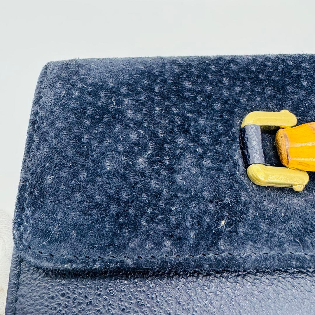 ✨GUCCI✨グッチ✨レザー✨ネイビー✨バンブー✨長財布✨